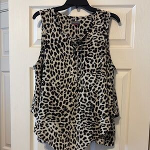 VINCE CAMUTO  Black and Brown Asymmetrical Sleeveless Blouse